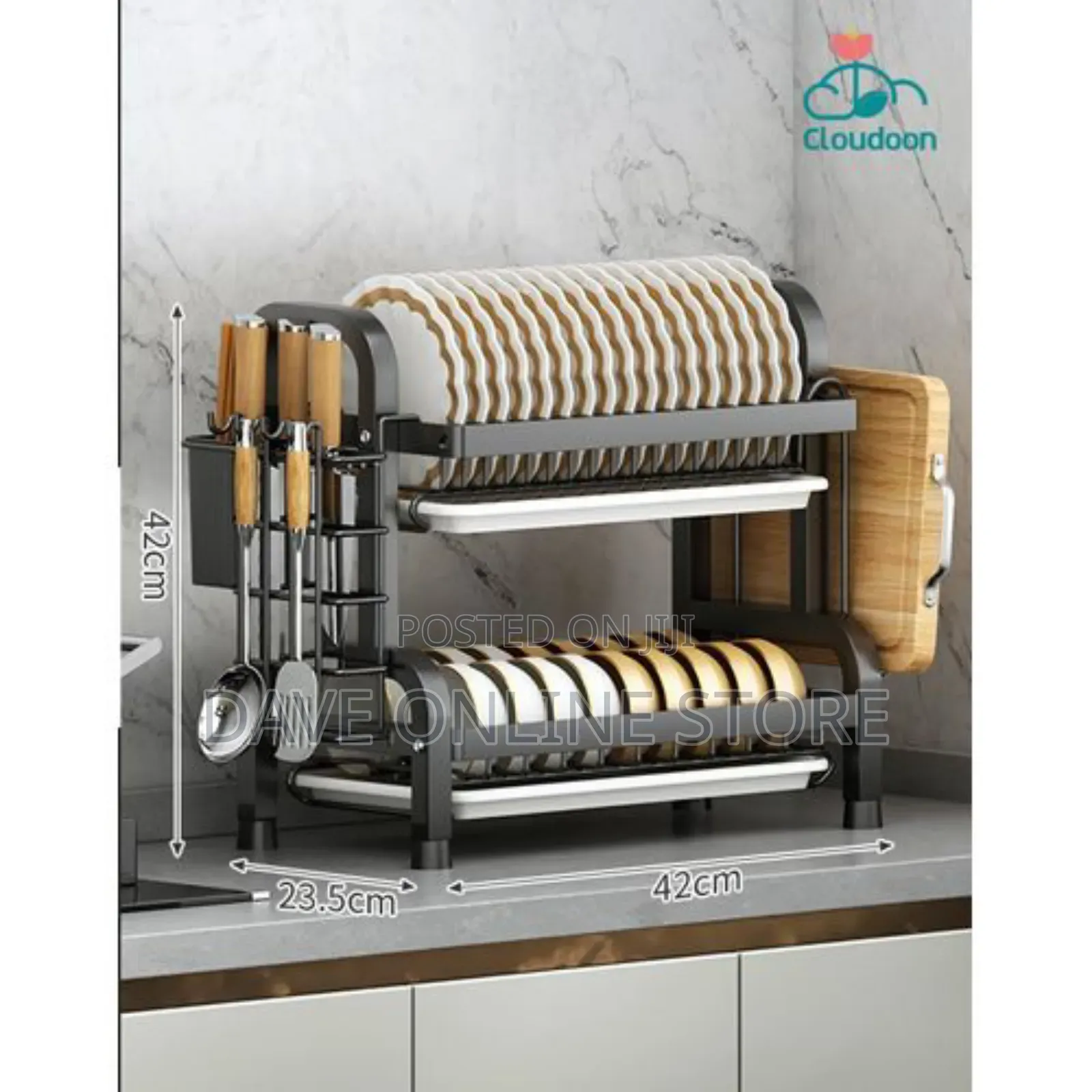 Dish Drainer 2 Tier Large Dish Drying Rack Cookware