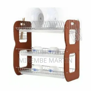 3 Tier Wooden Stand Dish Rack With Drainer