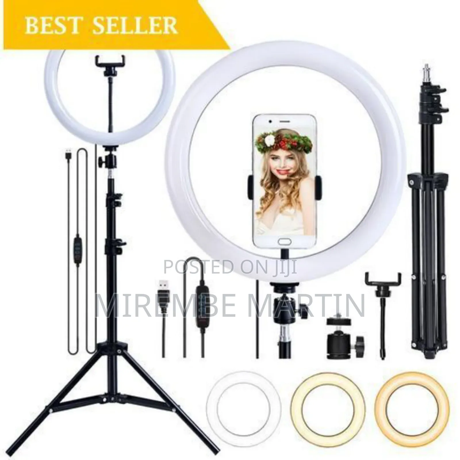 Big Automatic Led Ringlight With Stand and a Phone