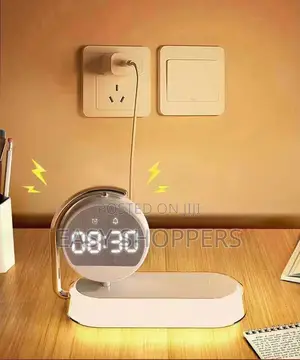 Alarm Clock With Wireless Charging Bedside Lamps