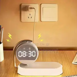 Alarm Clock With Wireless Charging Bedside Lamps