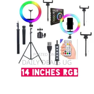 Rohs 14 Inch RGB Ringlight +Tripod Stand and Remote Control