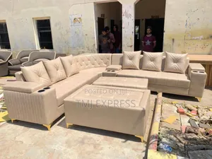 Elegant Leather 7seater Sofa Set With Tables