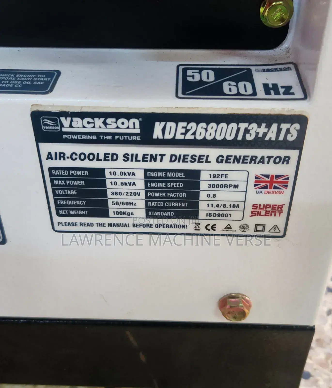 Silent Diesel Generator 10.5kva 3 Phase