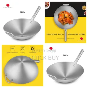 New 34cm Stainless Steel Frying Pan/Wok Pan