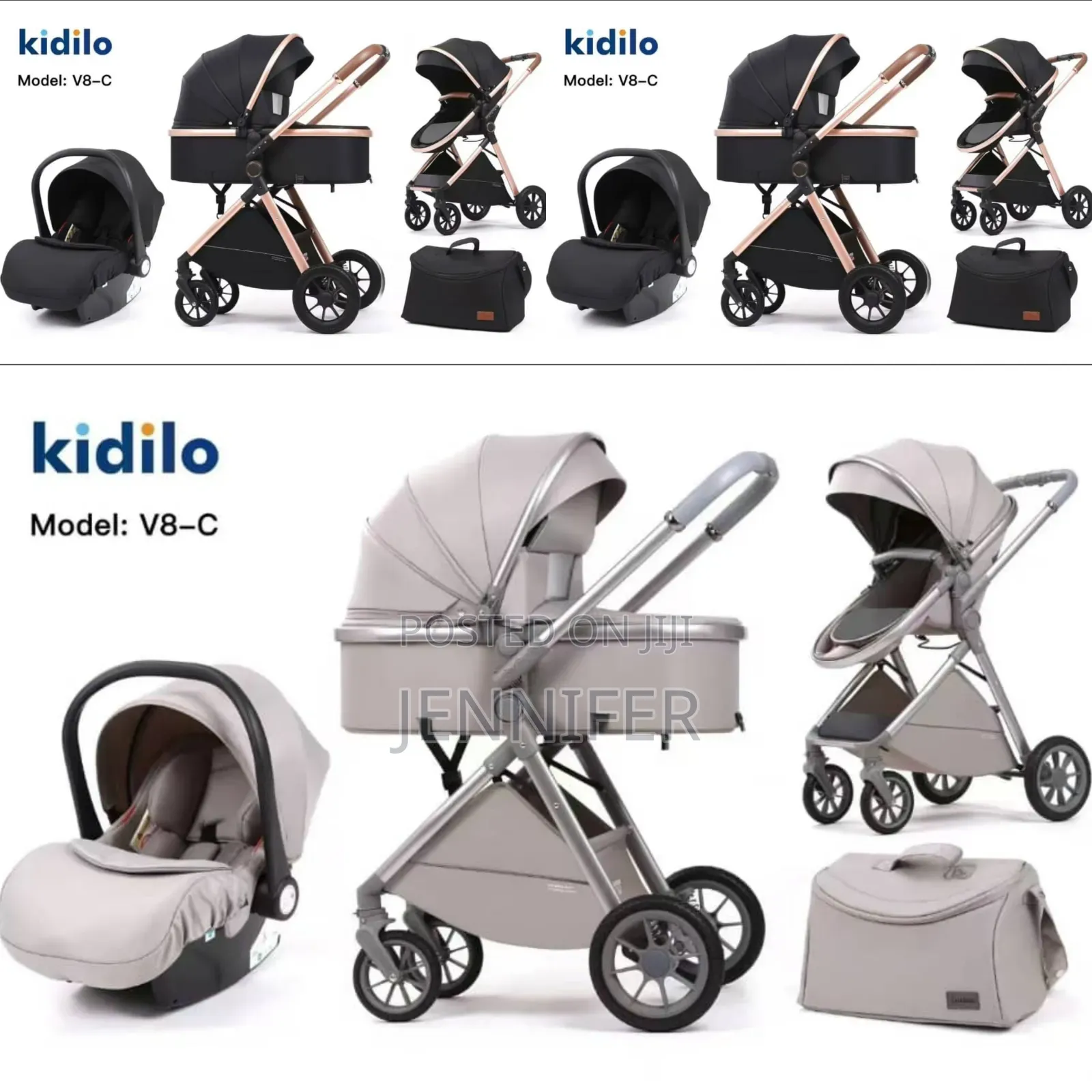 Kidilo Travel System Baby Stroller With Bassinet