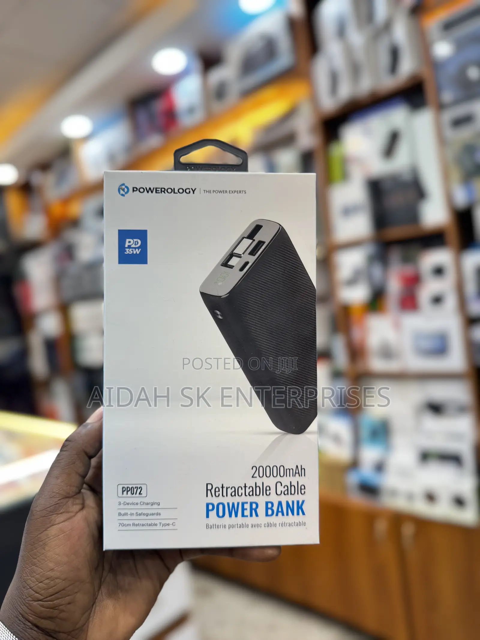 Powerology 20000mah Retractable Cable 35w Max Power