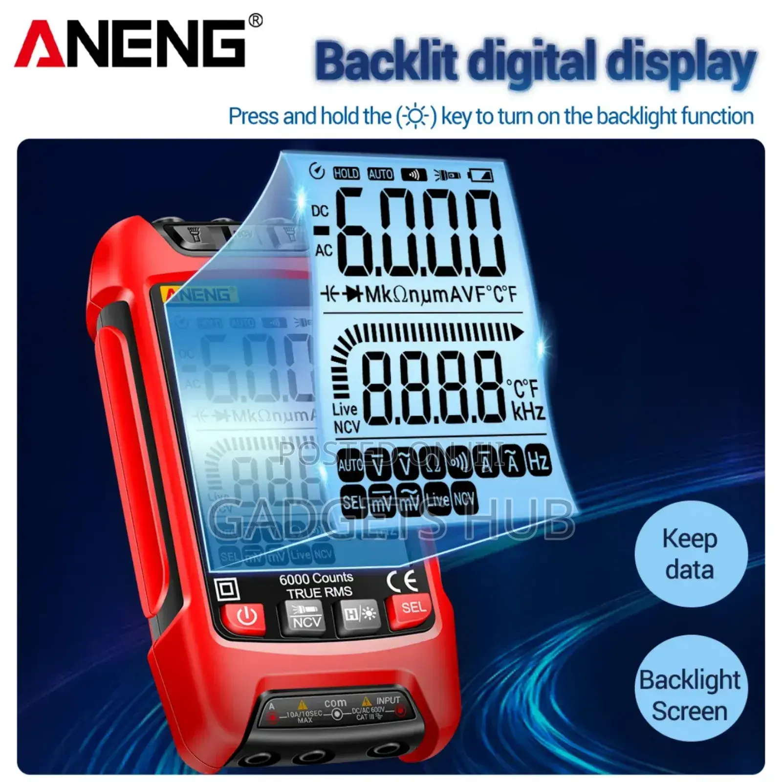 Smart Intelligent Digital Multimeter 6000 Counts Meter Temp