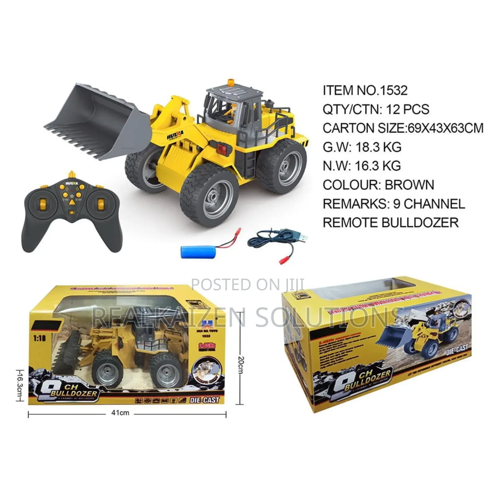 Children 9ch Remote-Controlled Construction Bulldozer Loader