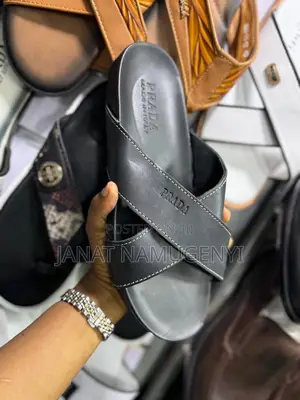 Black Prada Open Shoes 02 With Crossed Design