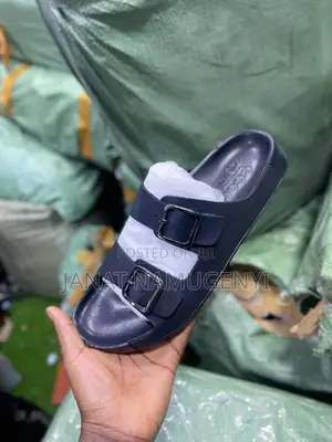 Black Ecco Open Shoes With Tie Buckle