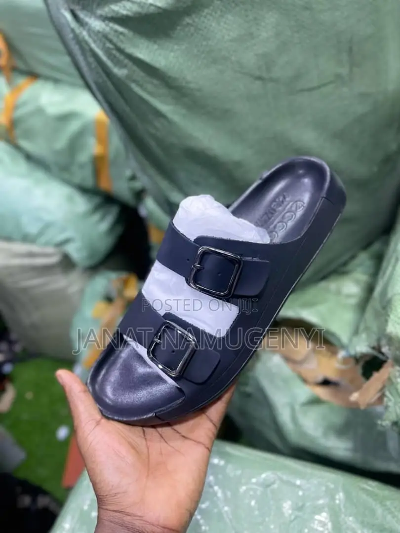 Black Ecco Open Shoes With Tie Buckle