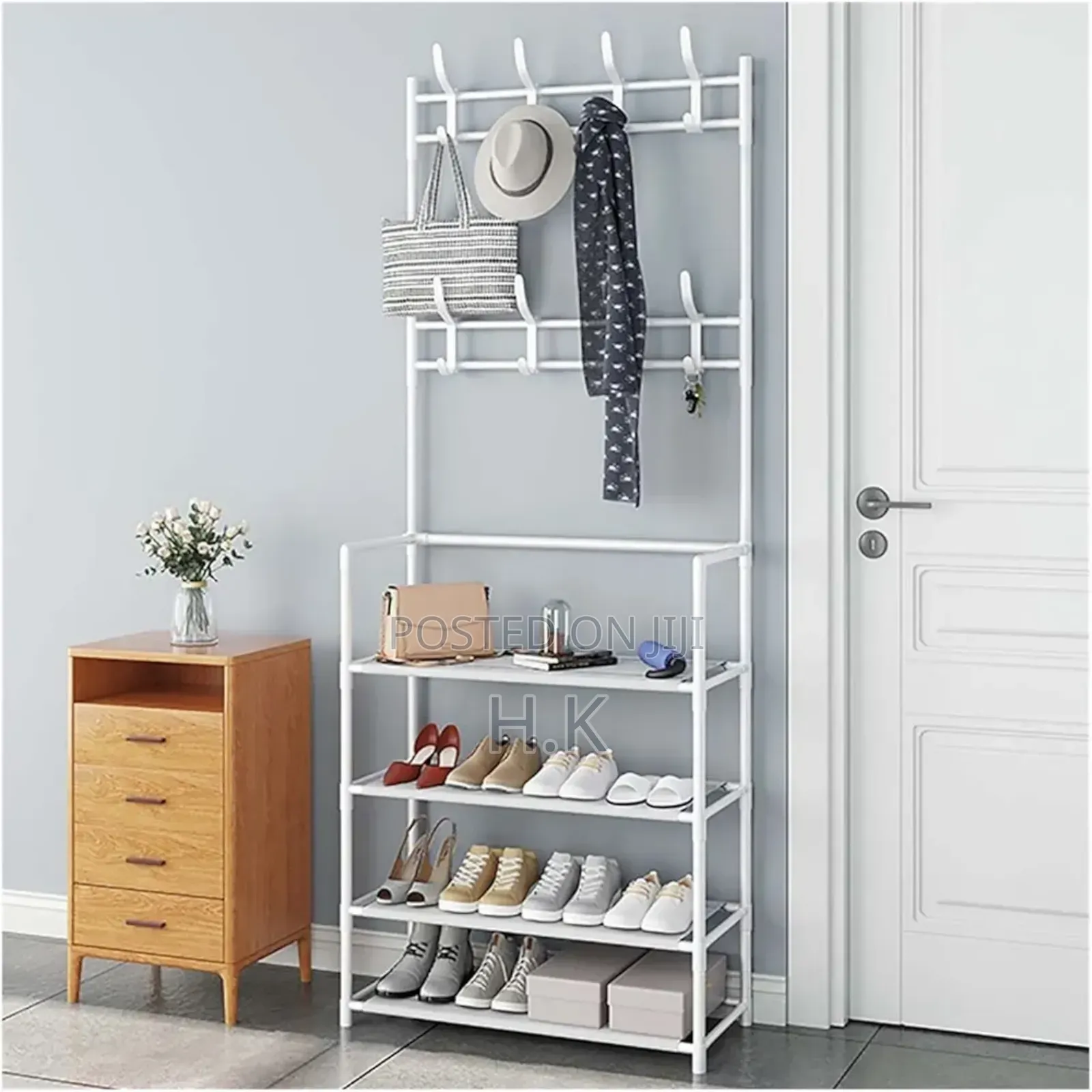 2-in-1 Cloth Rack With Shoe Storage.