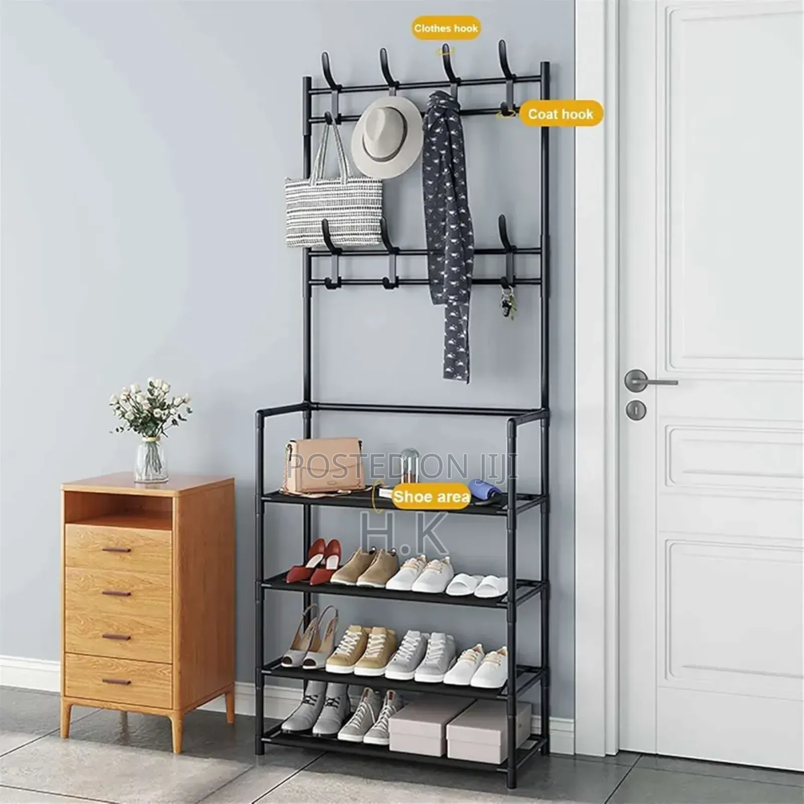 2-in-1 Cloth Rack With Shoe Storage.