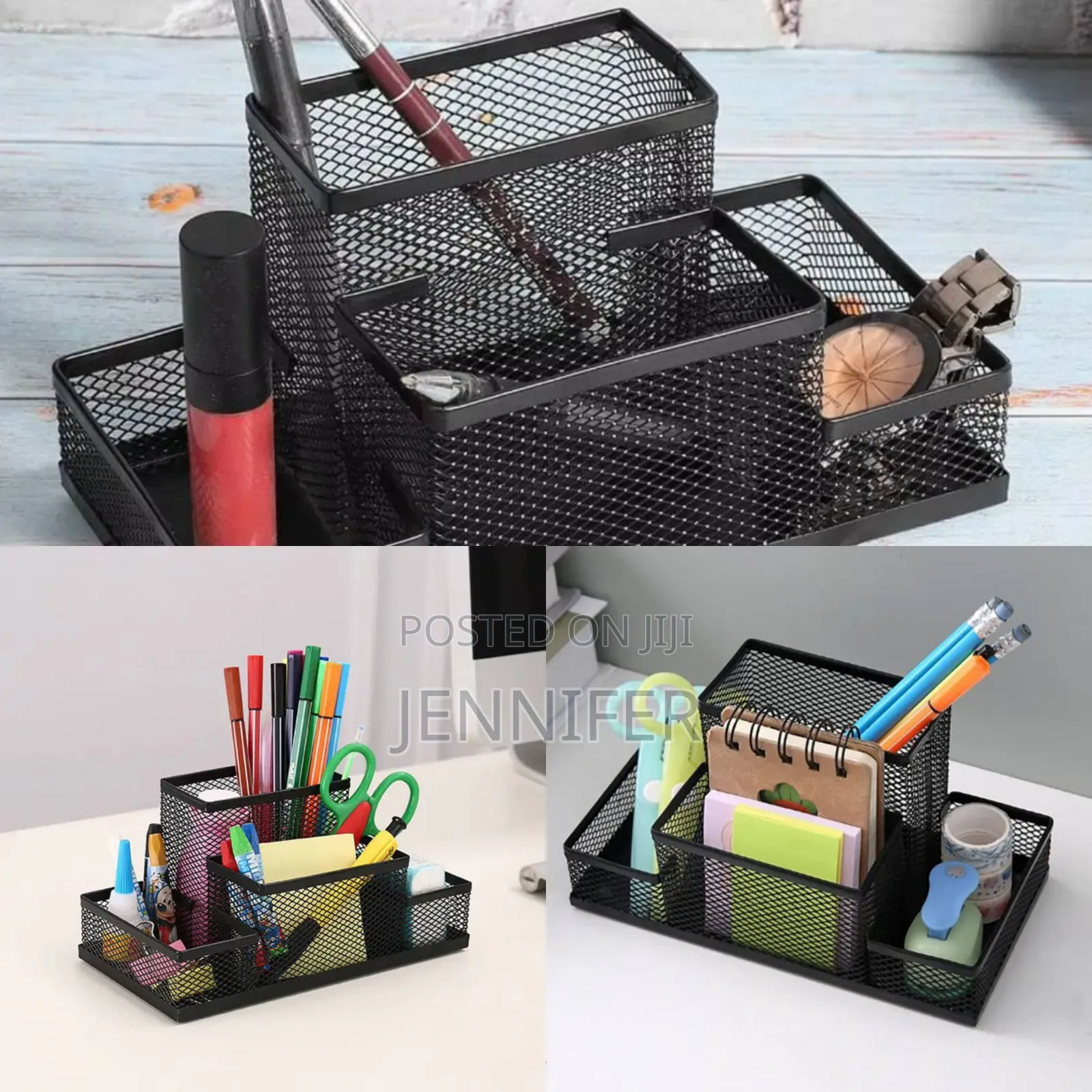 Metallic Mesh Desk Stationery Organiser