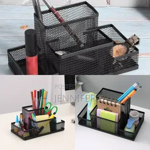 Metallic Mesh Desk Stationery Organiser