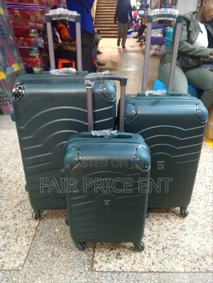 Original Rubber Plastic Suitcases. Full Set of 3pcs ( Green)