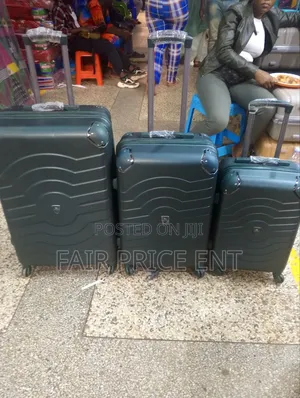 Original Rubber Plastic Suitcases. Full Set of 3pcs ( Green)