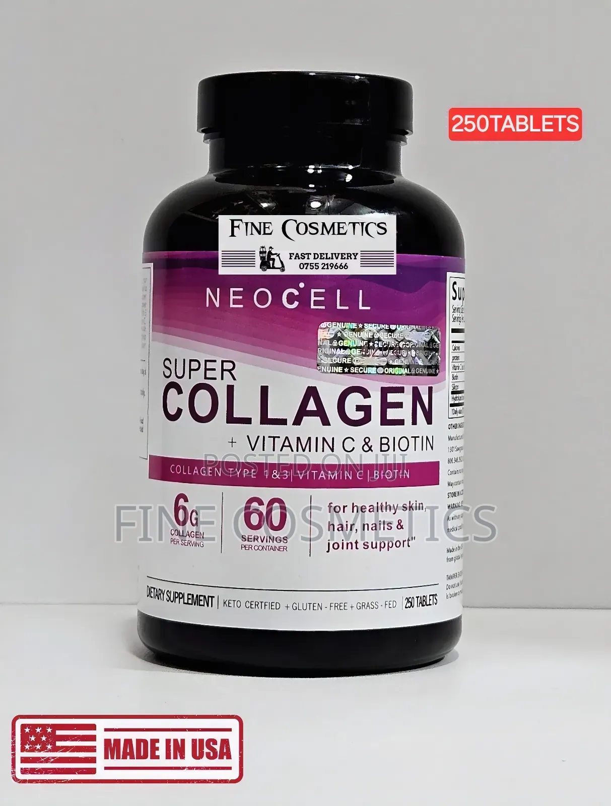 Neocell Super Collagen Biotin Vitamin C Beauty Tablets .250