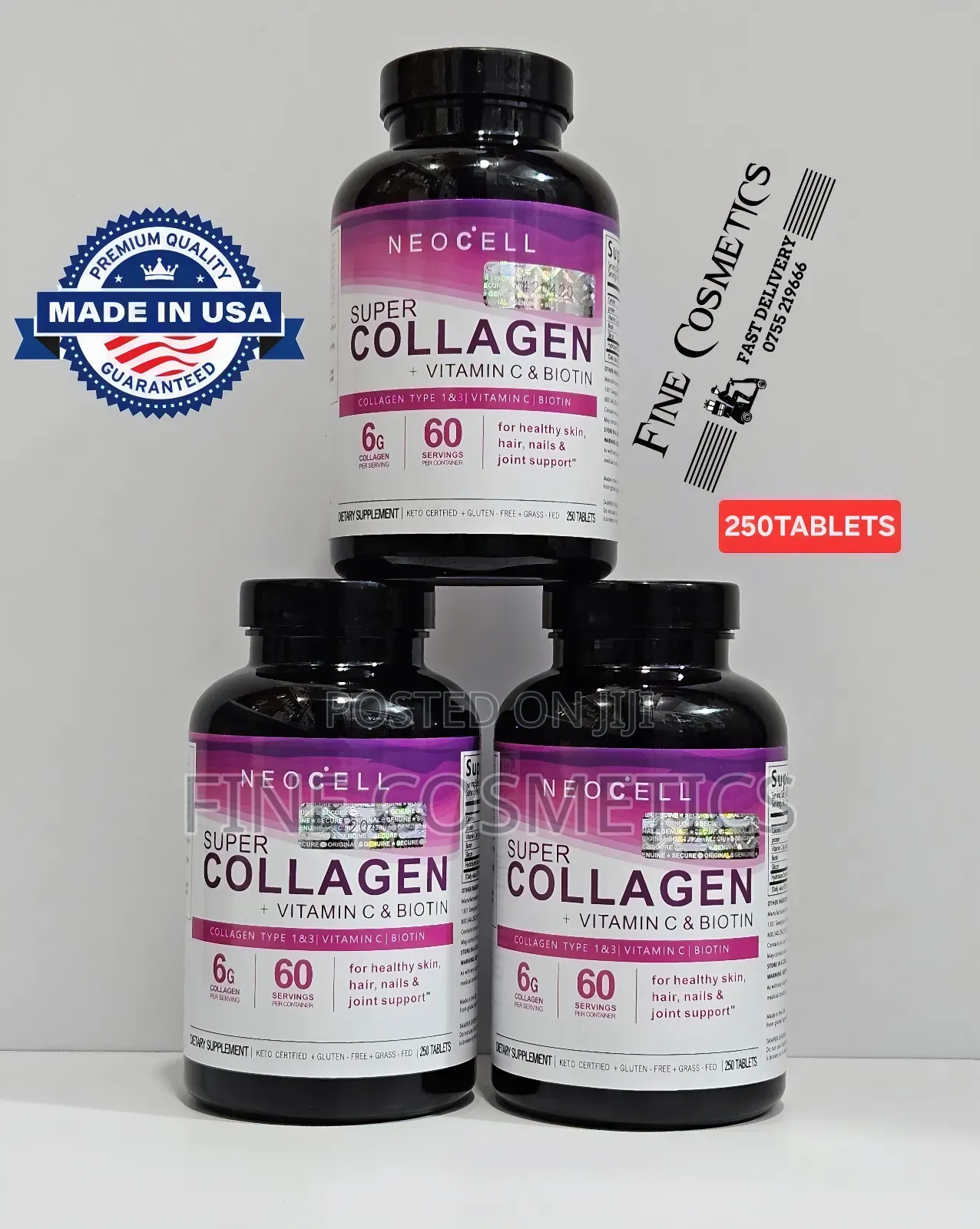 Neocell Super Collagen Biotin Vitamin C Beauty Tablets .250