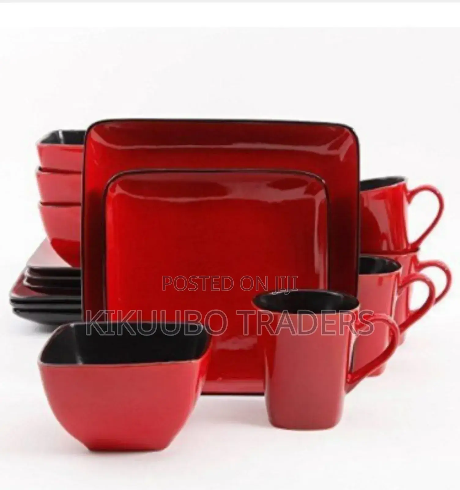 16pcs Square Plates, Cups, Bowls Dinner Set