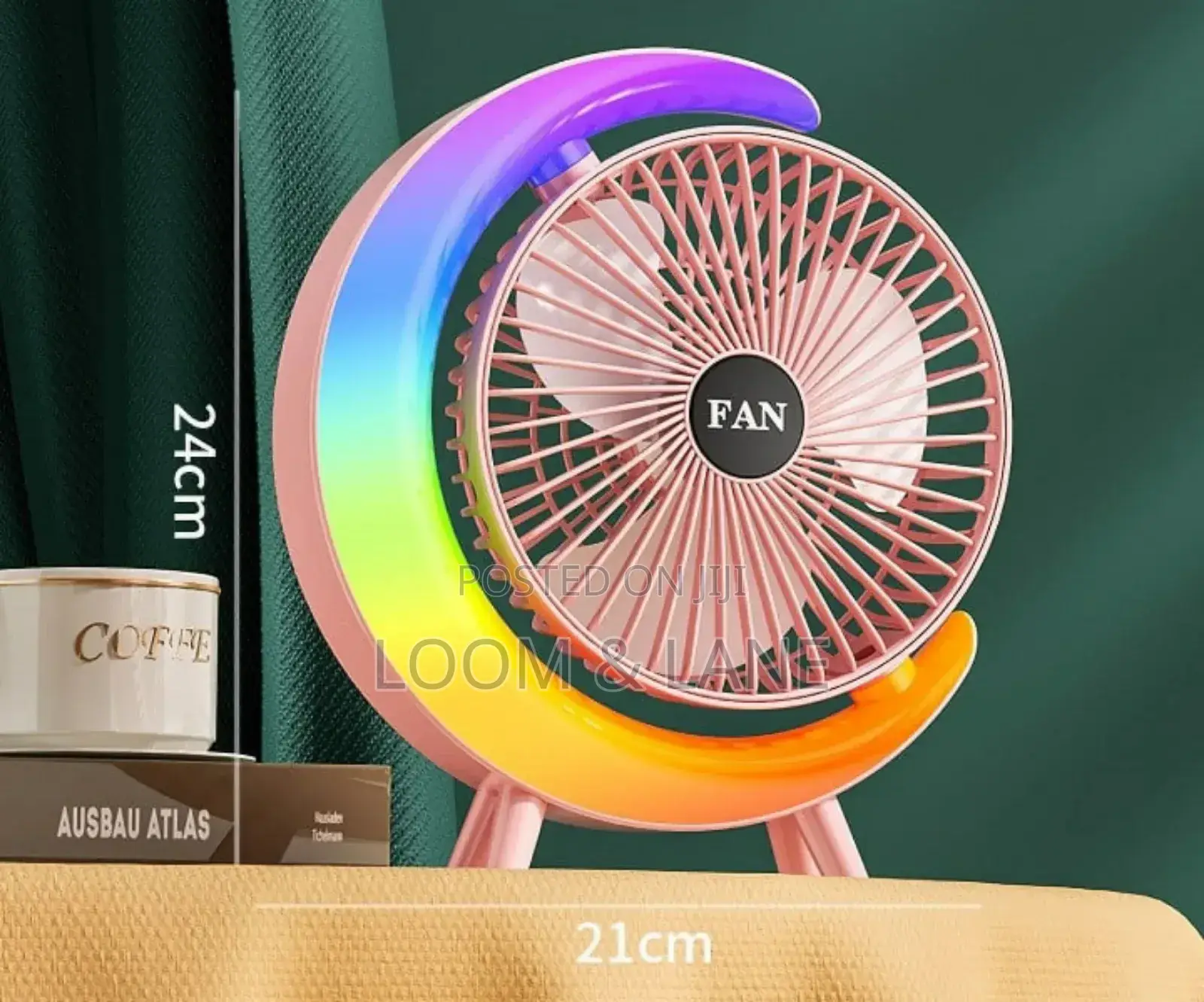 G Shaped 7 Colorful Led Night Light Rechargeable Fan