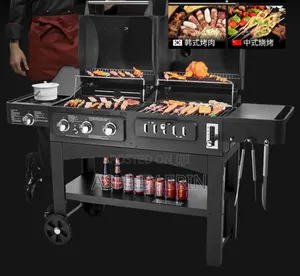 2 in 1 Commercial Luxury Gas Grill + Charcoal Smoker