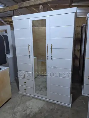 Plain White Wardrobe With Dressing Mirror