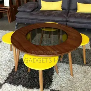 Center Round Table Wood and Glass Top