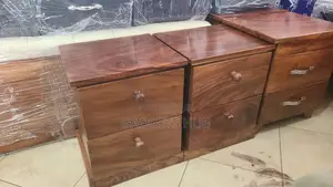 Pine Wood Rustic Two Drawers Bedside Table Pair