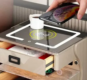 Smart Bedside Table With Led Wireless Charging and Speaker