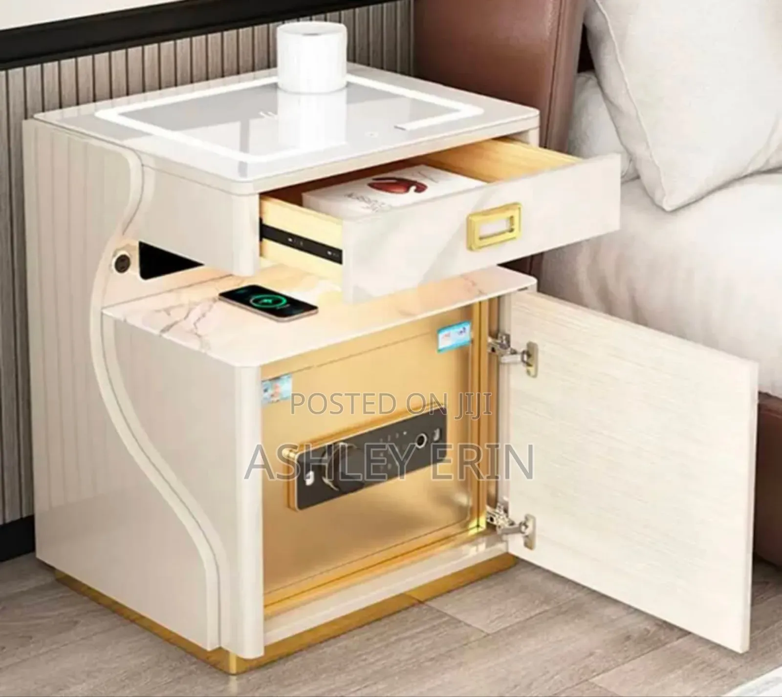 Smart Bedside Table With Led Wireless Charging and Speaker