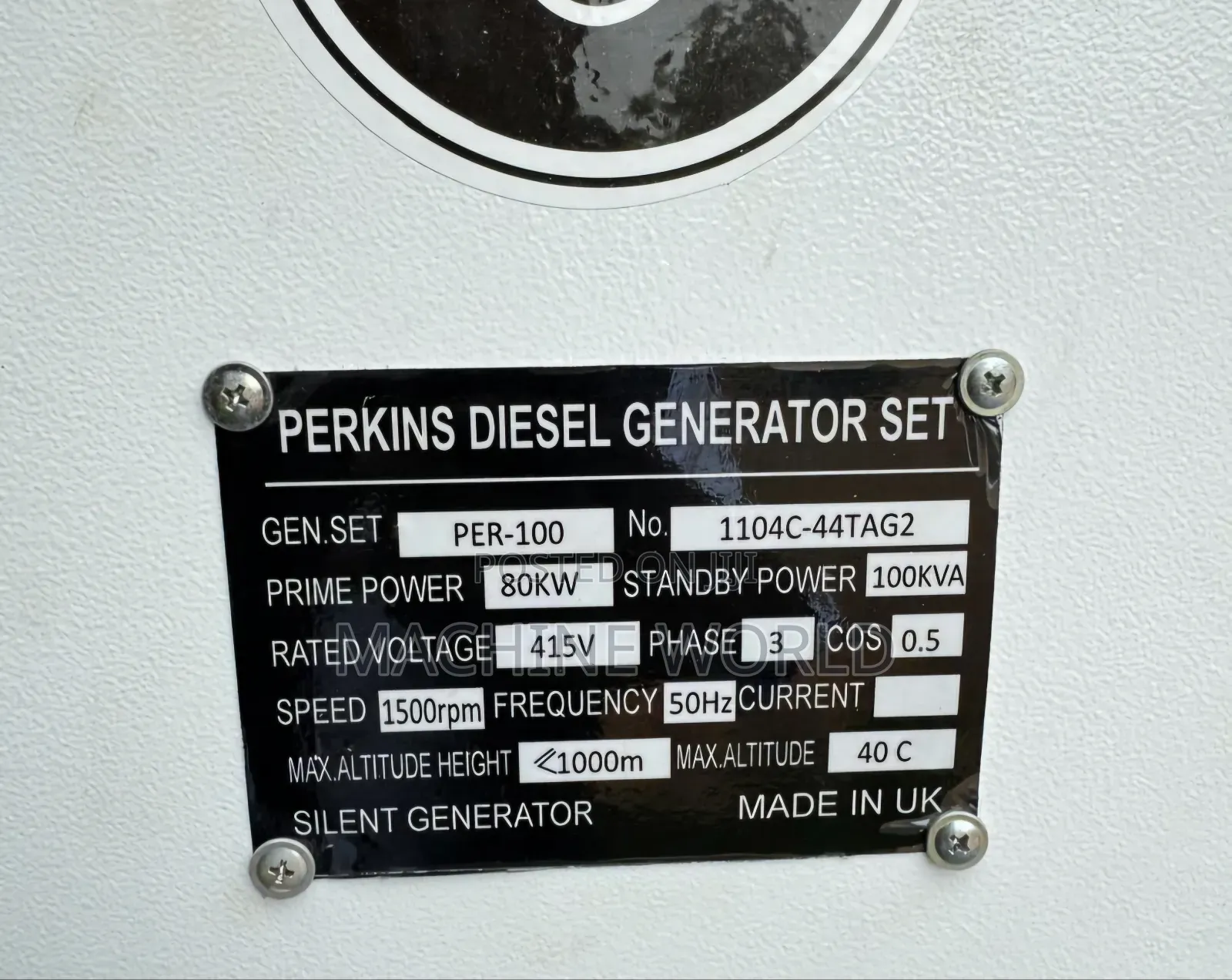 100kva Diesel Generator Standby Perkins
