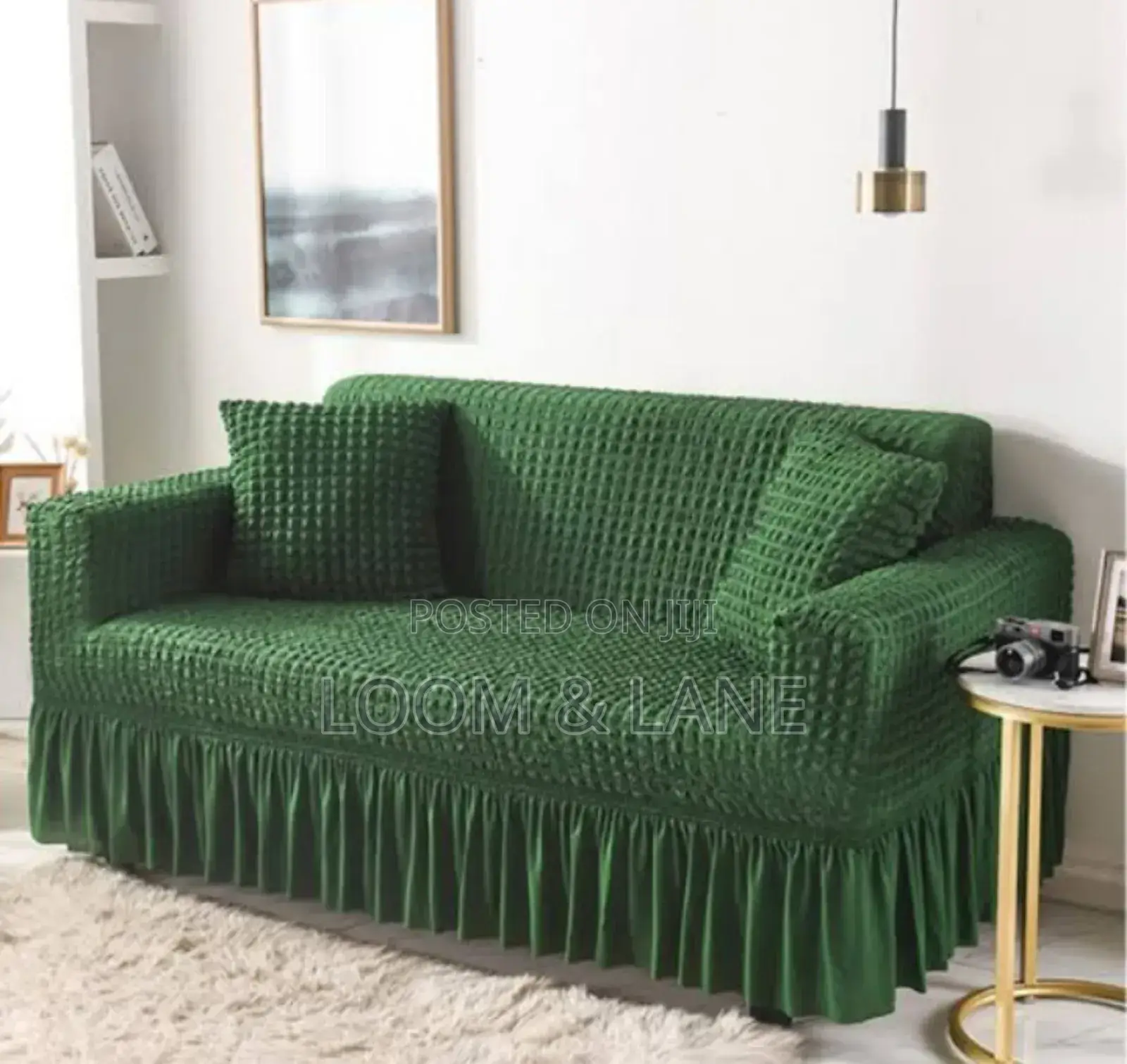 3:2:1 Green Six Seater Sofa Covers