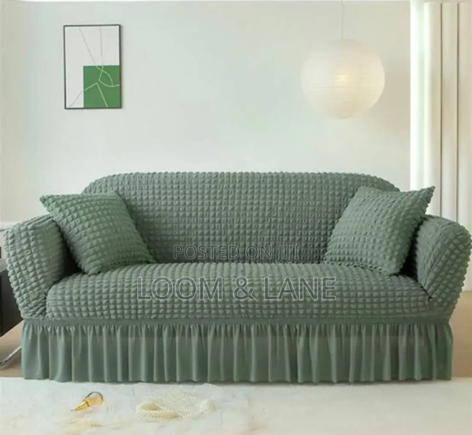 3:2:1 Green Six Seater Sofa Covers