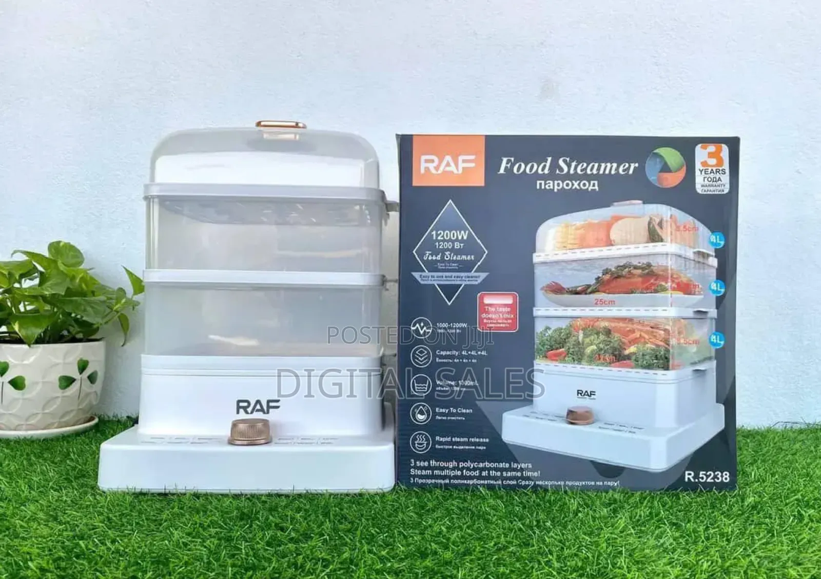 Raf Food Steamer 1200w – White
