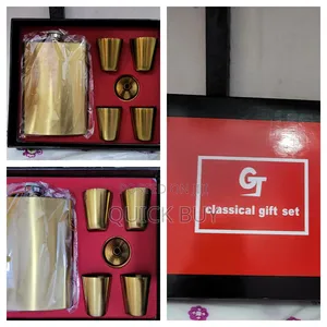 Unique Gold Hip Flask Set
