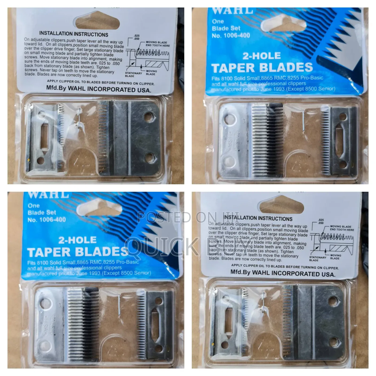 Wahl 2-Holes Replacement Blades-New