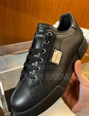 Original Black Dolce Gabbana Portofino Leather Sneakers