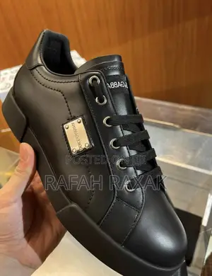 Original Black Dolce Gabbana Portofino Leather Sneakers