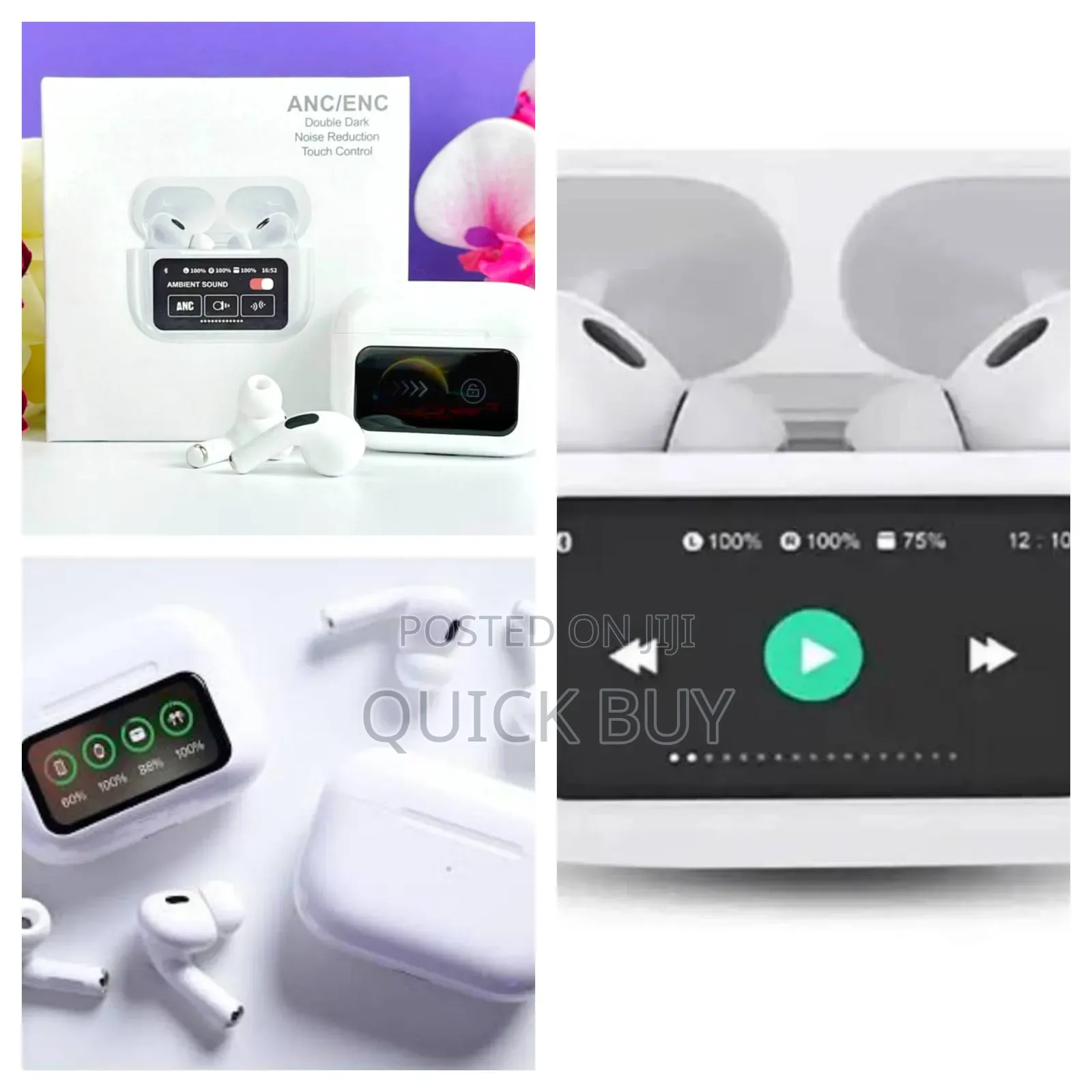 White Noise Cancelling Display Airpods