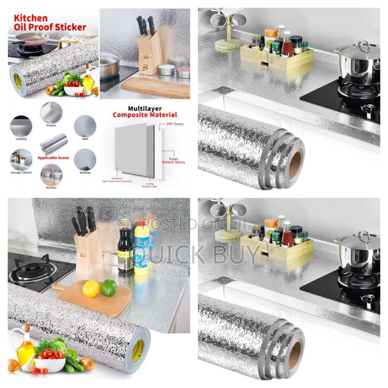 5 Metres Kitchen Oil Proof Wallpaper Silver
