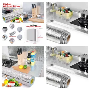 5 Metres Kitchen Oil Proof Wallpaper Silver