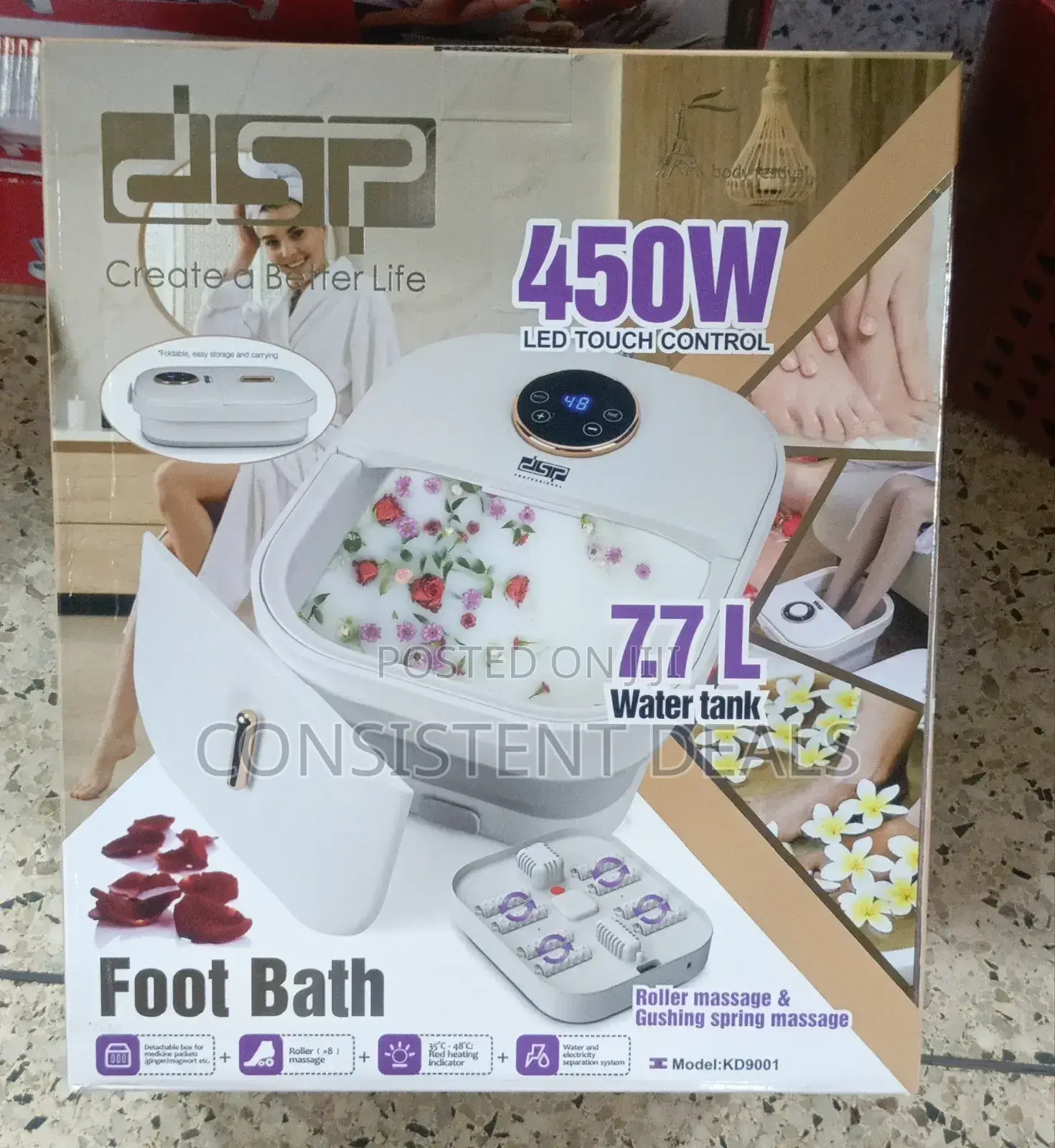 DSP 450w 7.7l Folding Foot Bath Massager