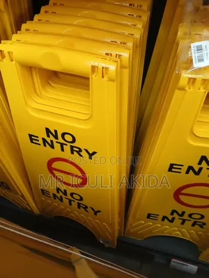No Entry Yellow Plastic A Shape Caution Warning Sign Board