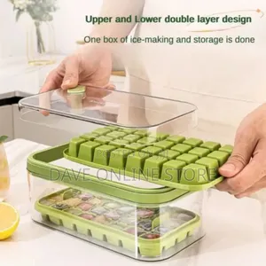 64 Grids One Button Press Ice Cube Tray With Storage