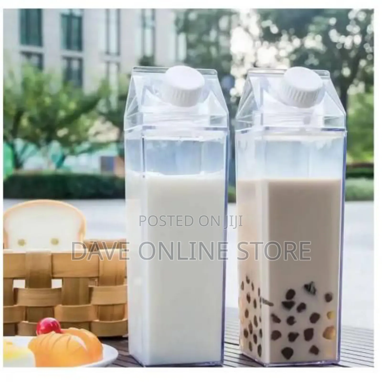 2 PCS Transparent Plastic Milk Juice Water Bottle