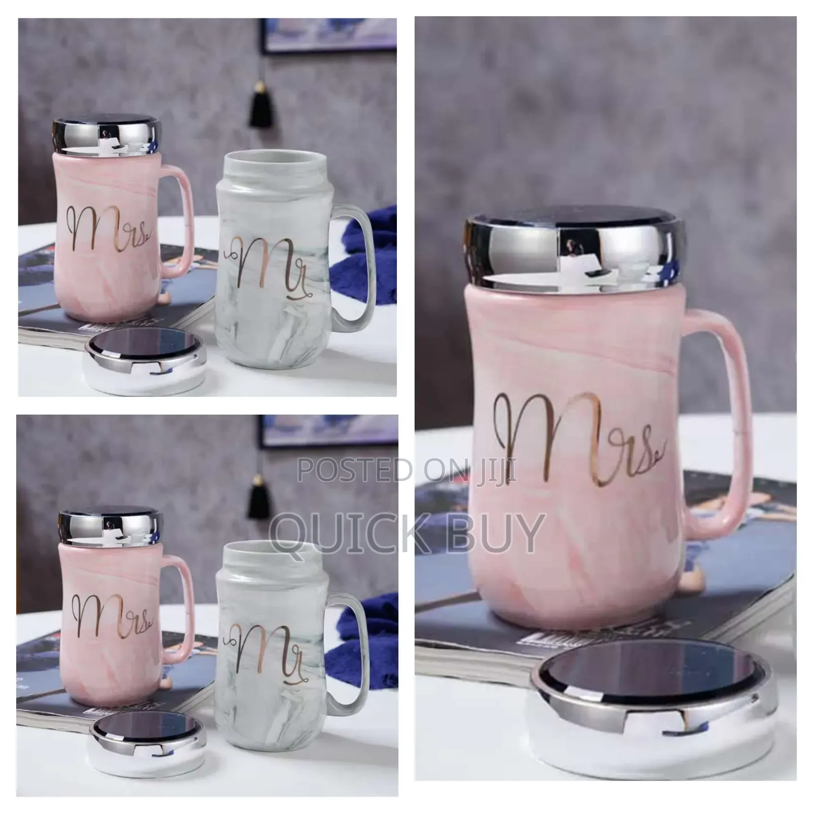 Ceramic Mrs Mr Couple Gift Mugs With Mirror Covers