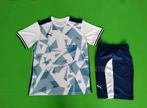 White With Blue Color Jersey Plain