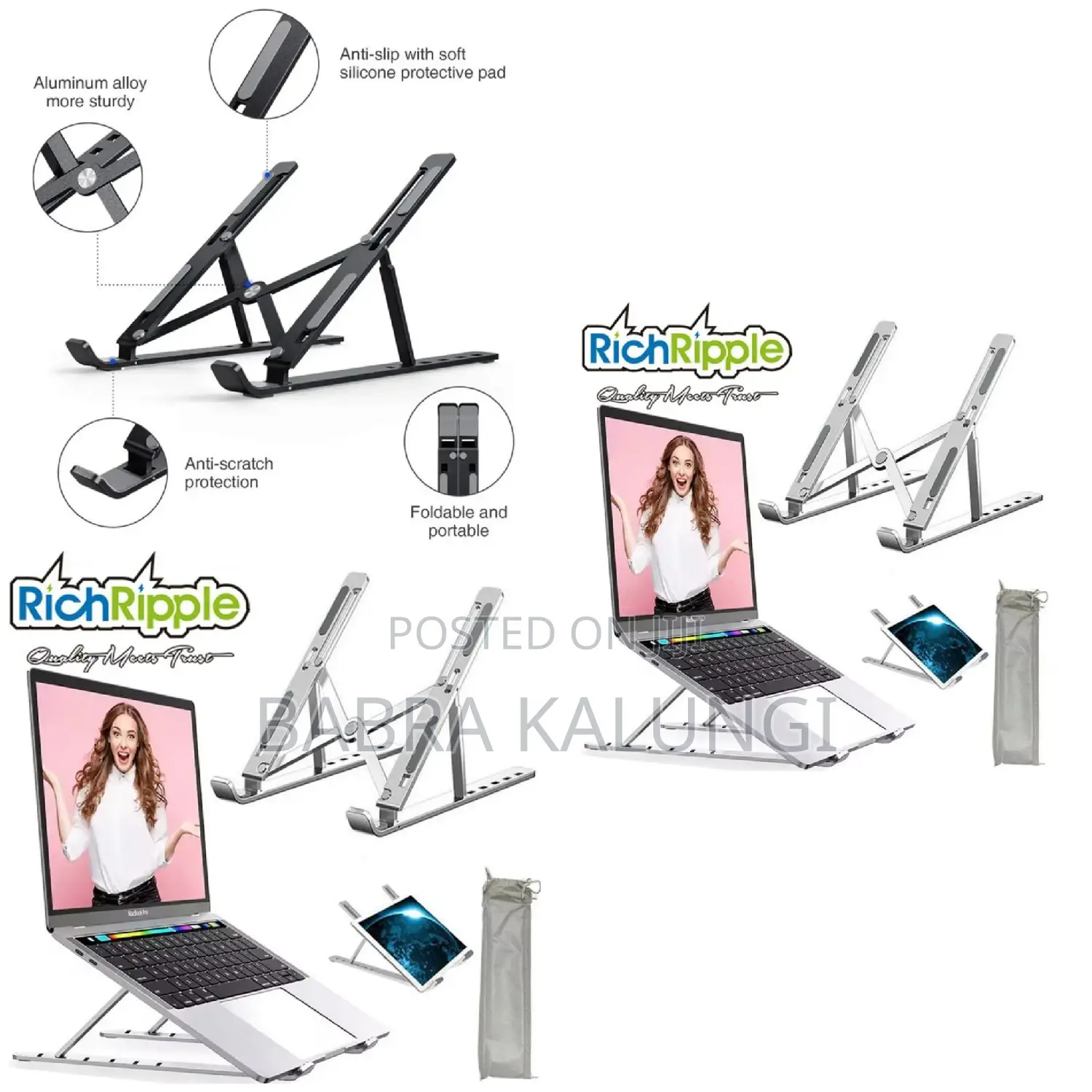 Portable Folding Laptop Stand Holder Adjustable Metalic